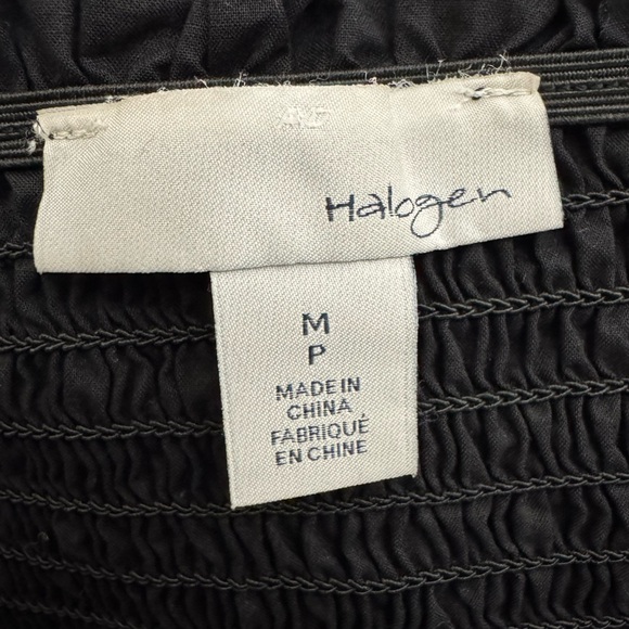 Halogen Long Sleeve Off-Shoulder Smocked Peplum Black Top Size Medium Petite - Picture 8 of 11